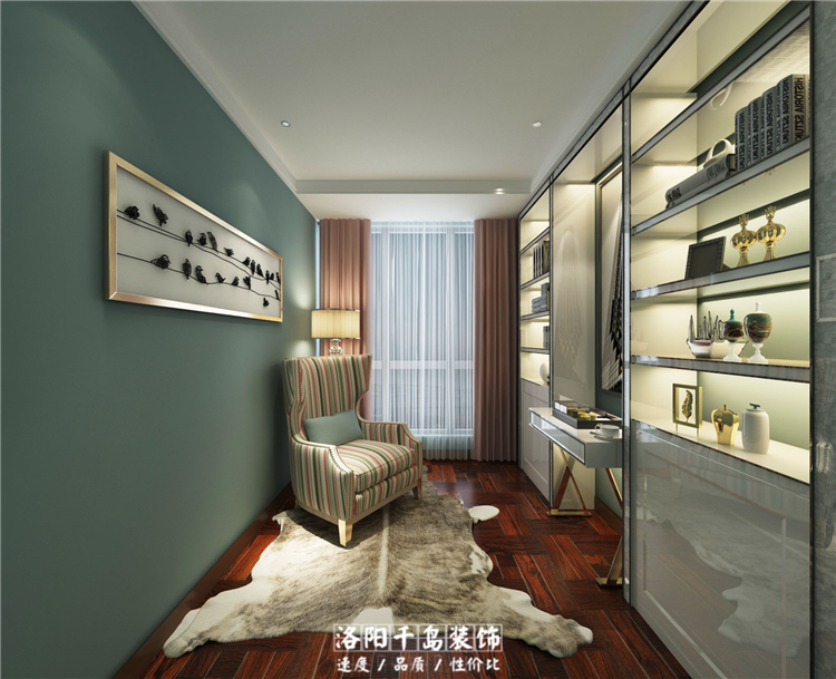 保利香檳國(guó)際現(xiàn)代簡(jiǎn)約書(shū)房裝修效果圖